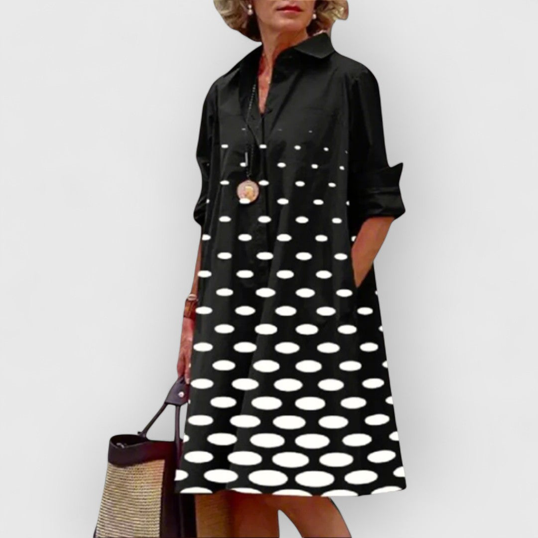 BIANCA - SOPHISTICATED POLKA LAPEL DRESS