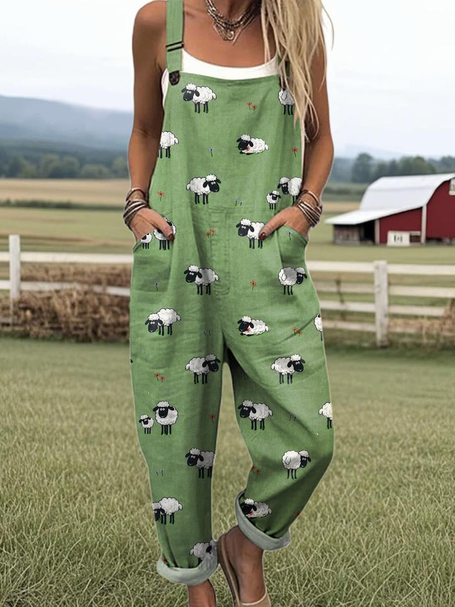 HARRIET – PLAYFUL SHEEP PRINT JUMPSUIT