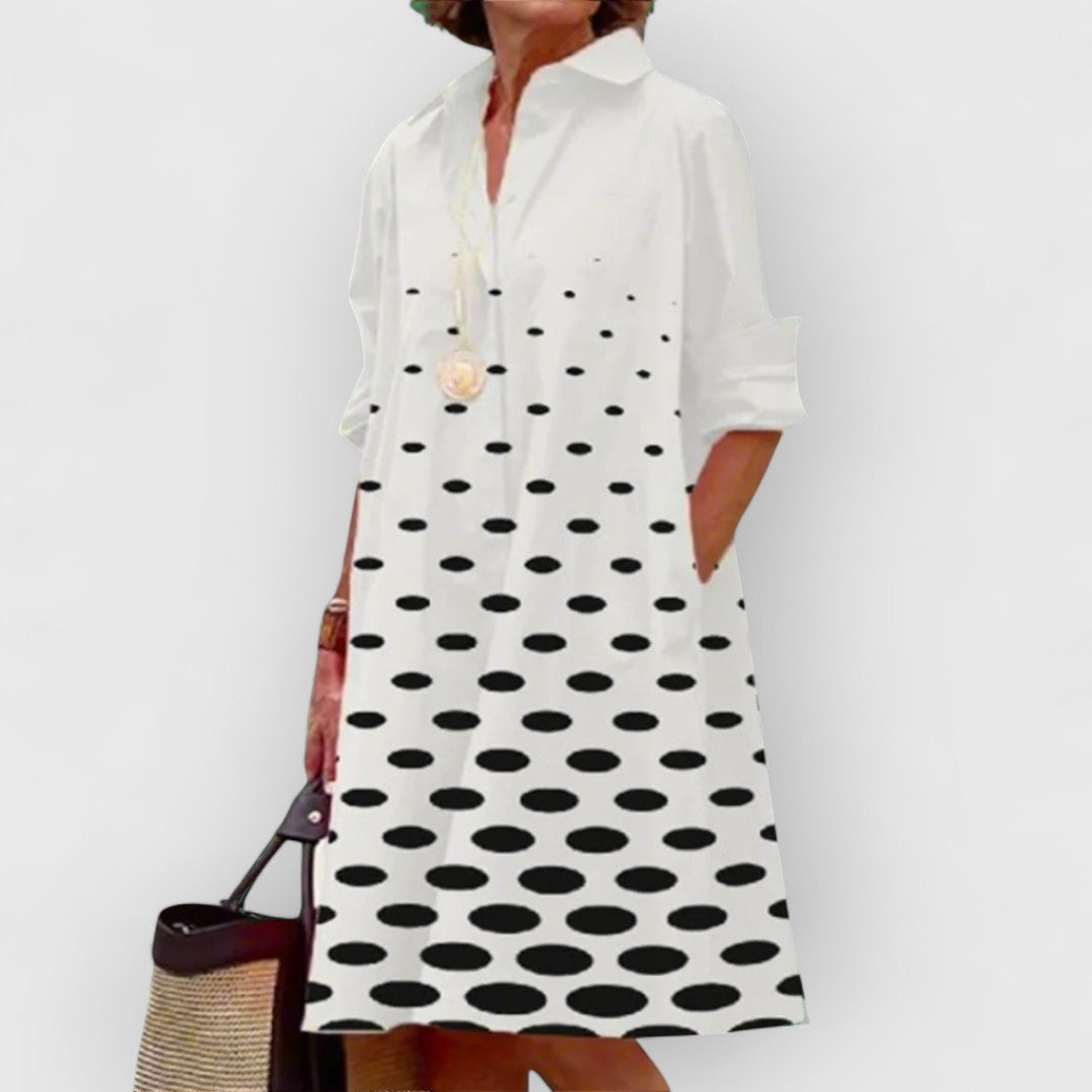 BARBARA - ELEGANT PRINTED LAPEL DRESS