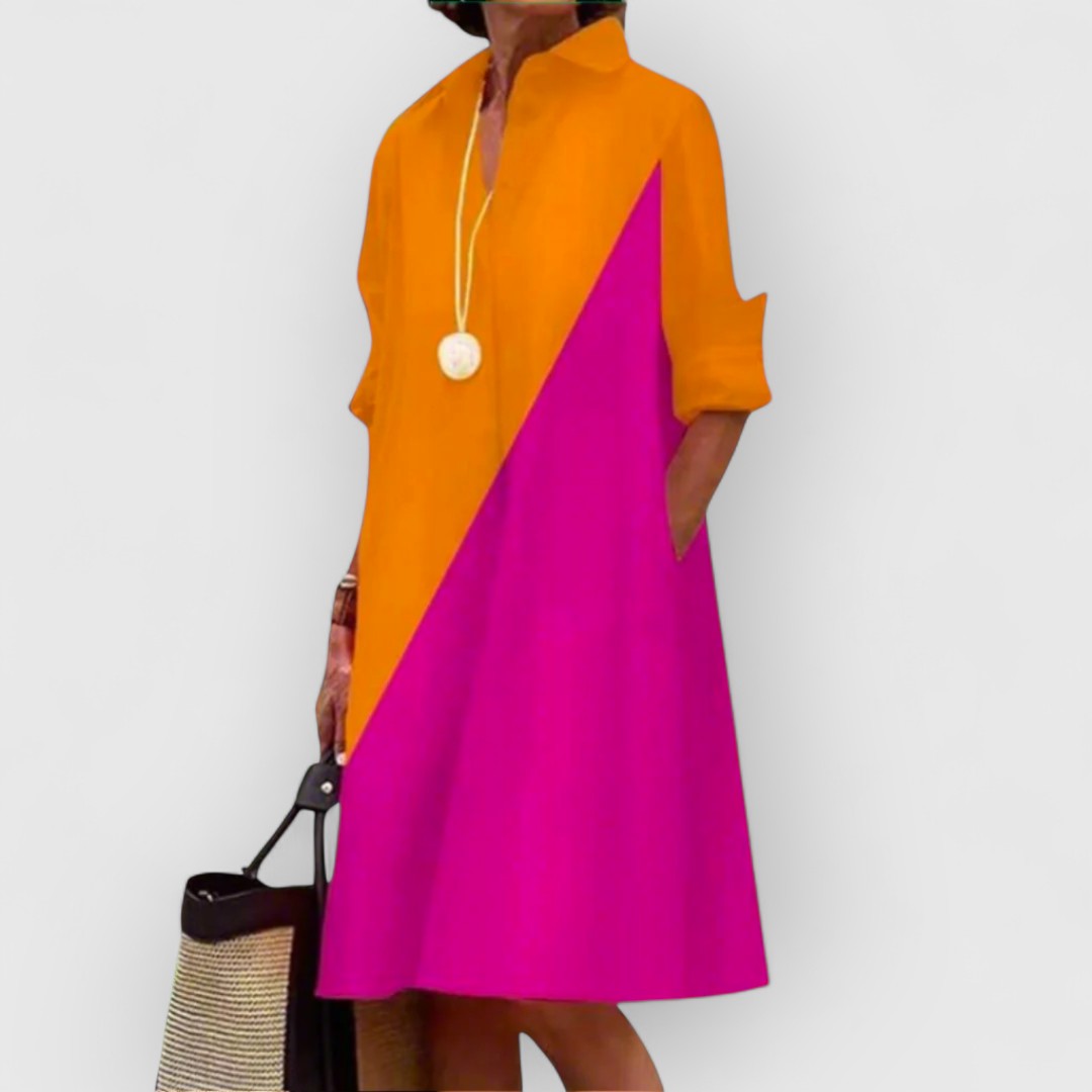 CARMEN - MODERN FLAME LAPEL DRESS