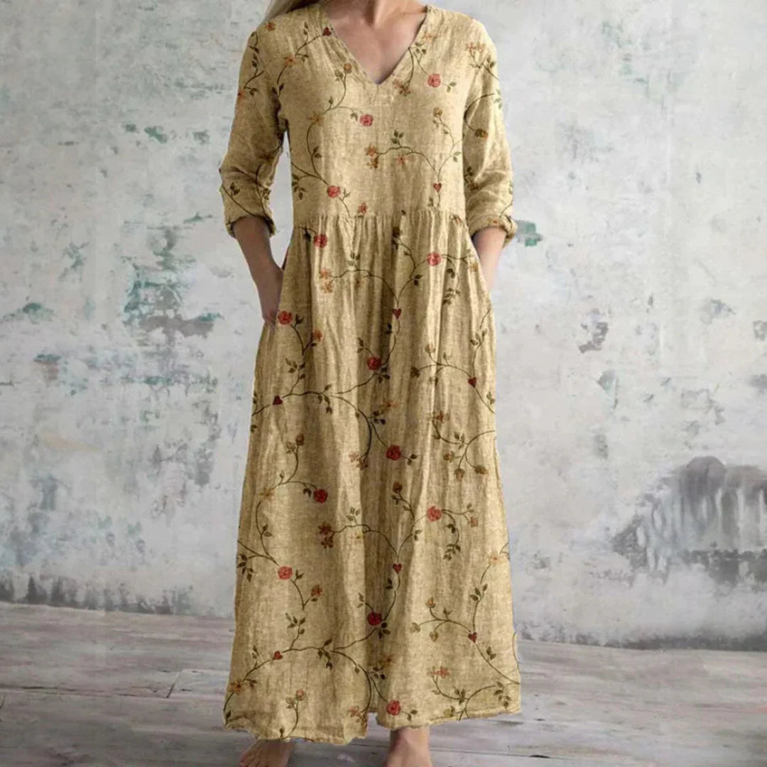 LORENZA – GOLDEN BLOSSOM MAXI DRESS