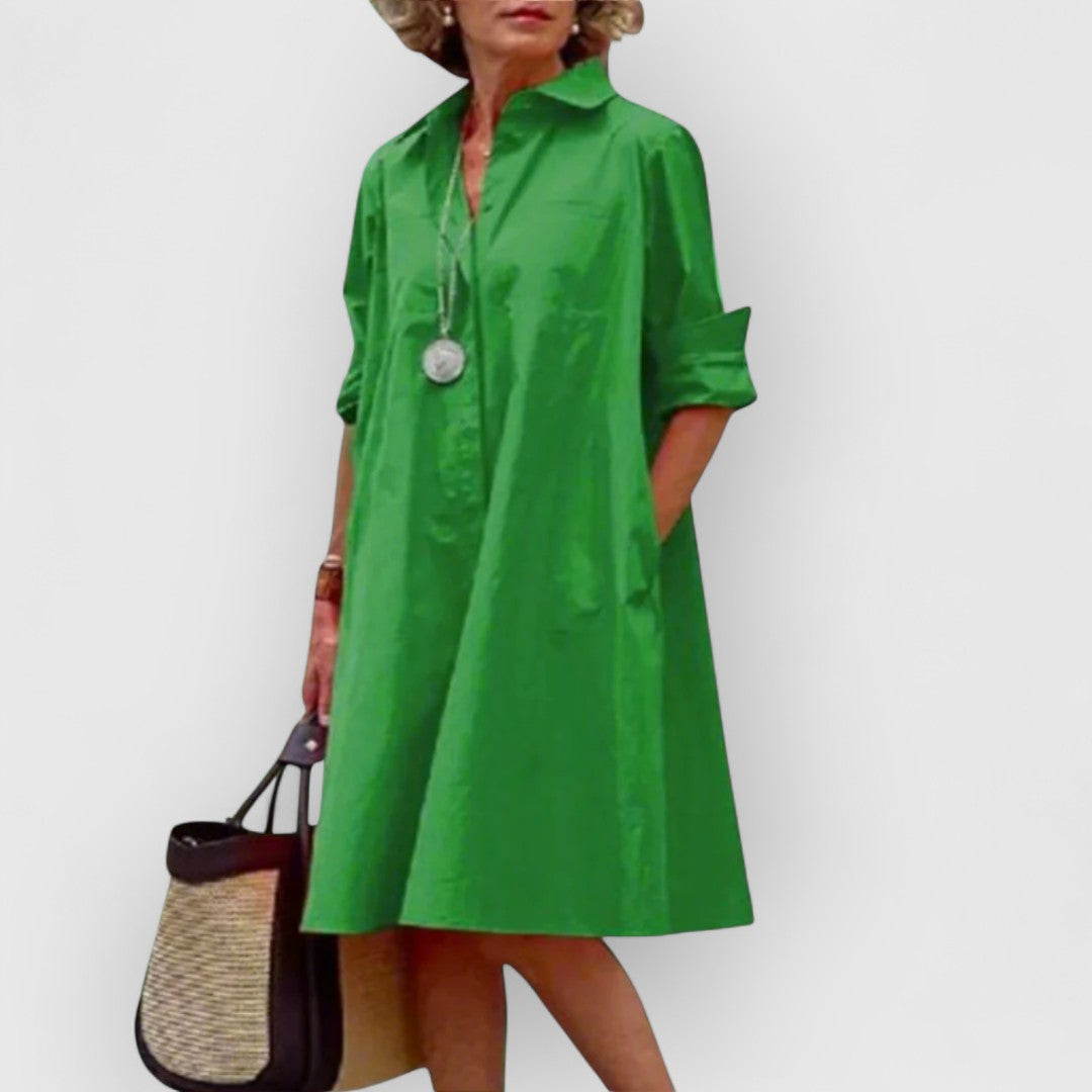CARLEE - TIMELESS GREEN LAPEL DRESS