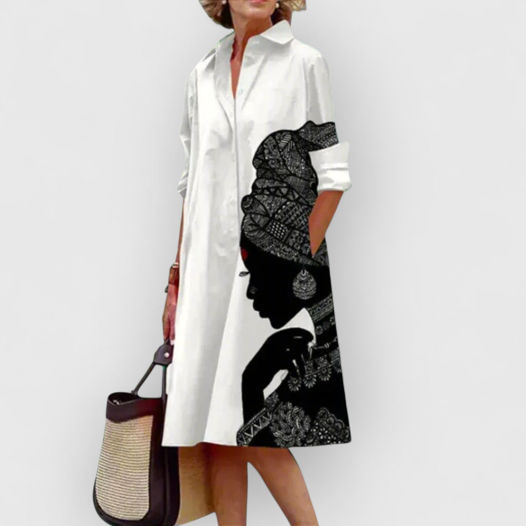 BETH - ARTISTIC ELEGANCE LAPEL DRESS