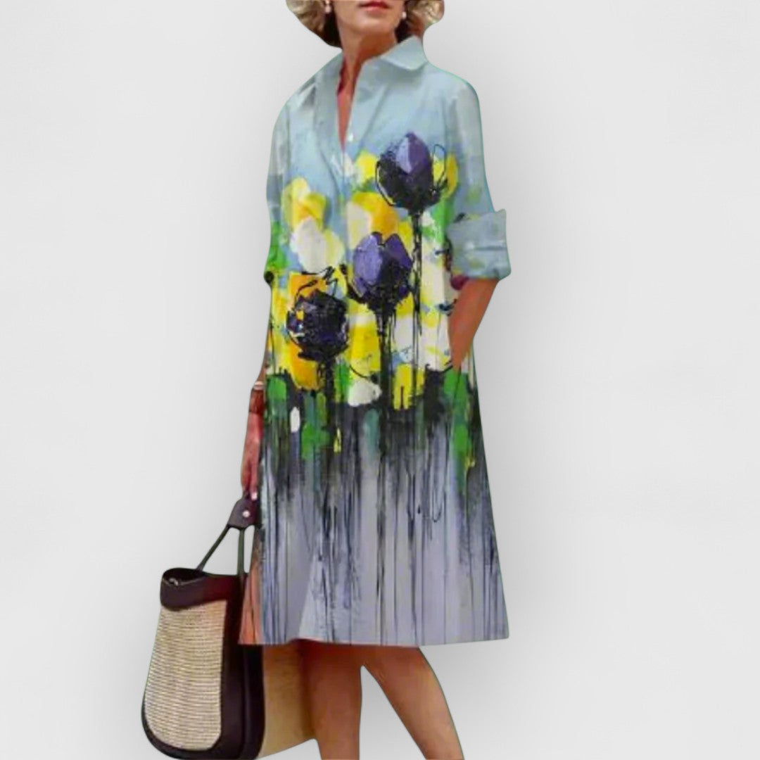 BILLIE - FLORAL BREEZE LAPEL DRESS