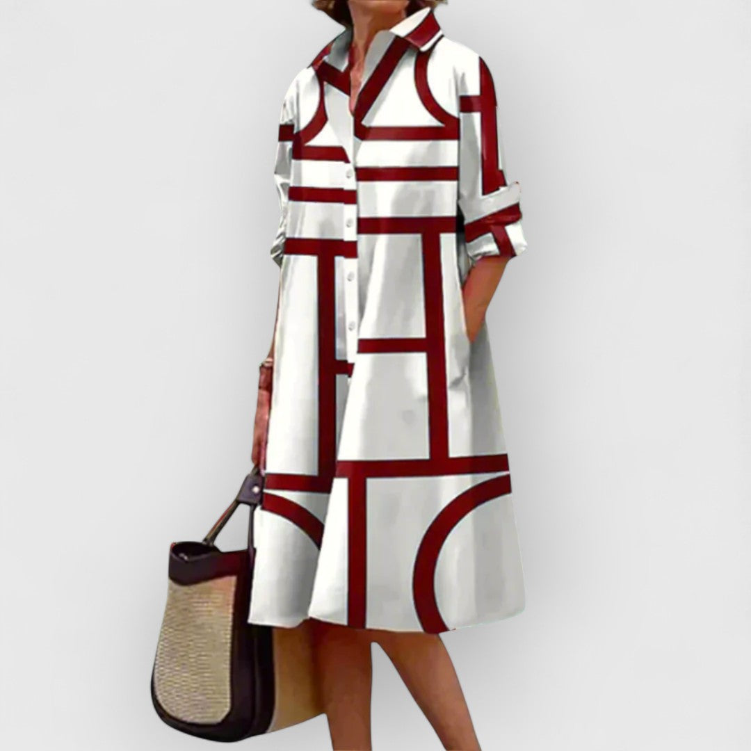 BETSY - GEOMETRIC ELEGANCE LAPEL DRESS