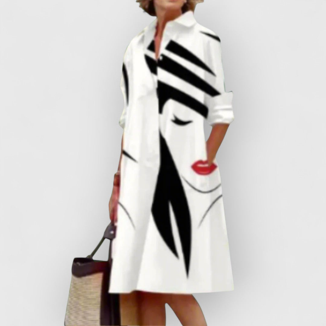 CAROLE - FACE OF ELEGANCE LAPEL DRESS