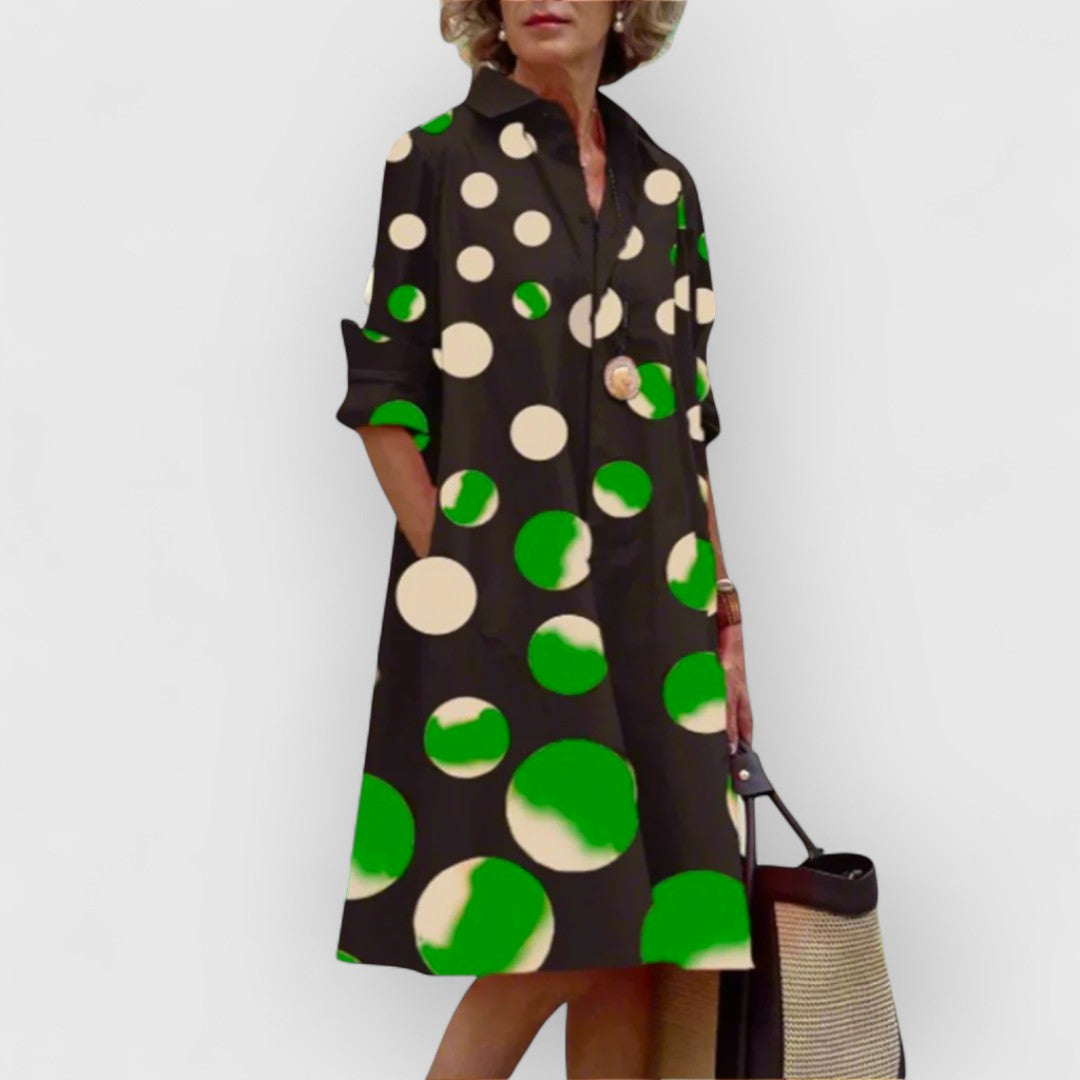 CAITLIN - MODERN POP DOT LAPEL DRESS
