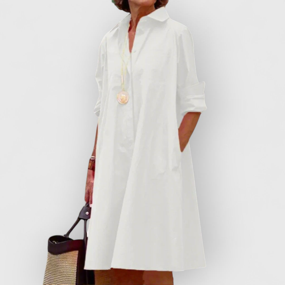 BEVERLY - TIMELESS WHITE LAPEL DRESS