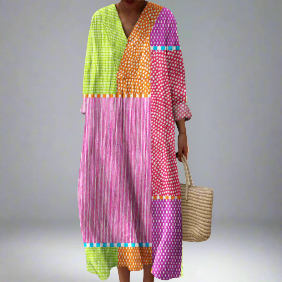 CALISTA – COLORFUL PATCHWORK MAXI DRESS