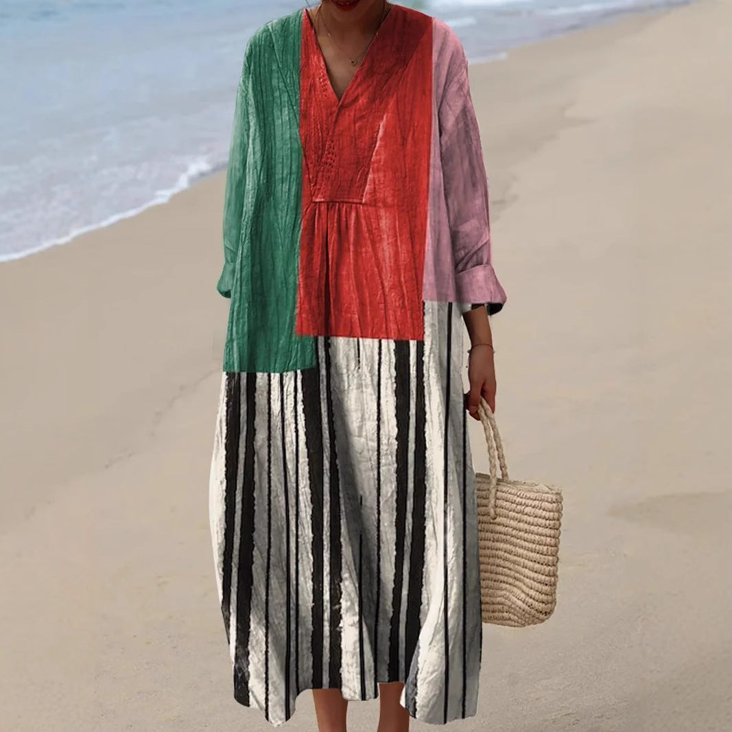 MARIVELLE – PATCHWORK STRIPES DRESS