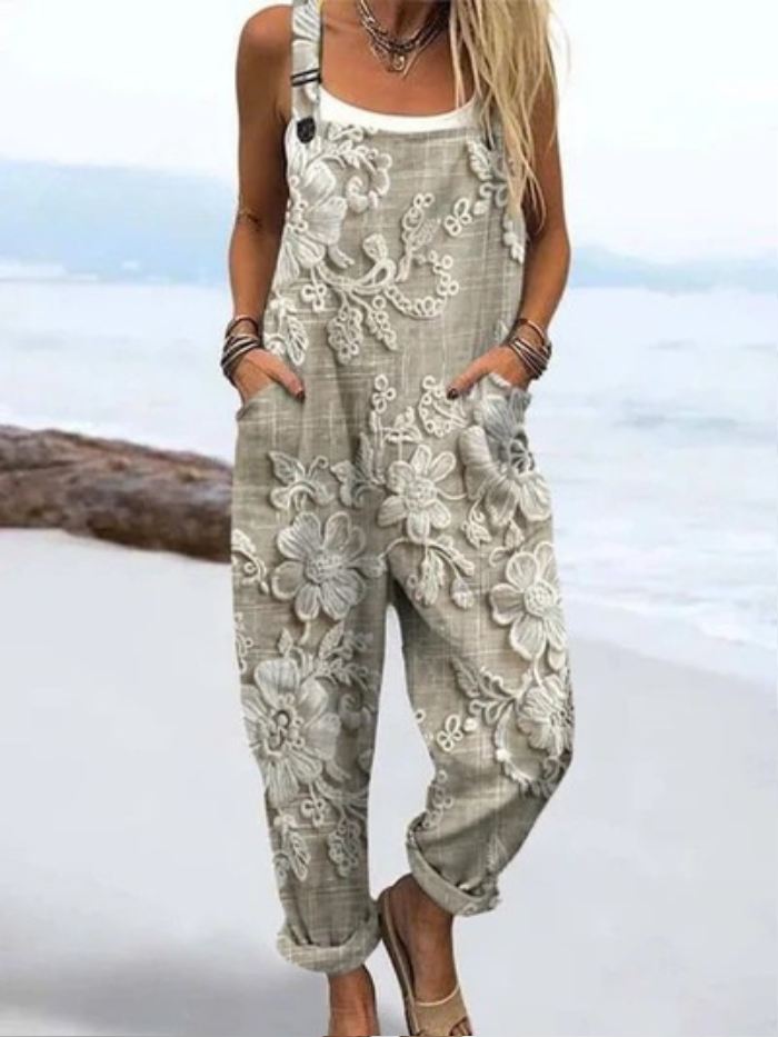 CELINE – ELEGANT FLORAL EMBROIDERED JUMPSUIT