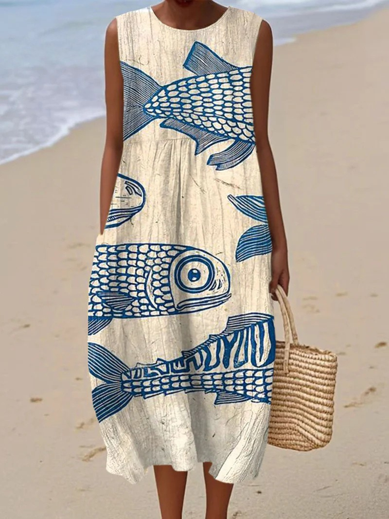 DOLORES – COASTAL CHARM SLEEVELESS DRESS