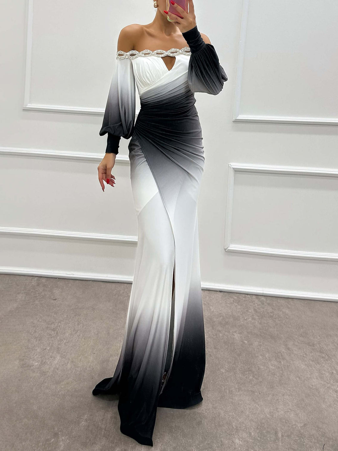 MORGAN - ELEGANT GRADIENT OFF-SHOULDER DRESS