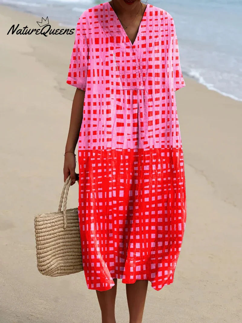 CARMELA – CHECKERED SUNSET DRESS
