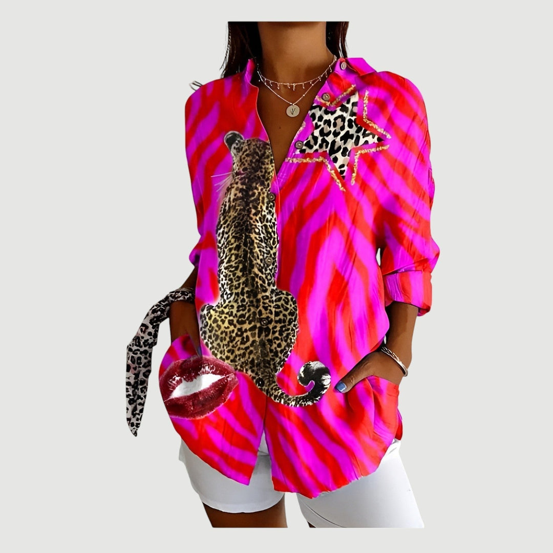 ALIVIA – LEOPARD LUXE SHIRT BLOUSE
