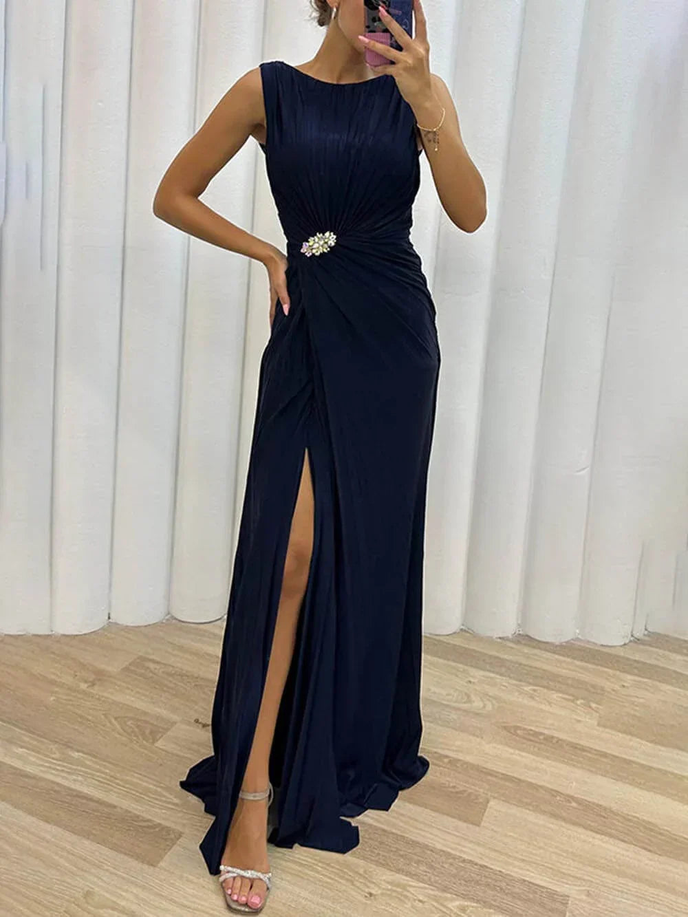 KIMBERLY - ELEGANT PLEATED EVENING DRESS