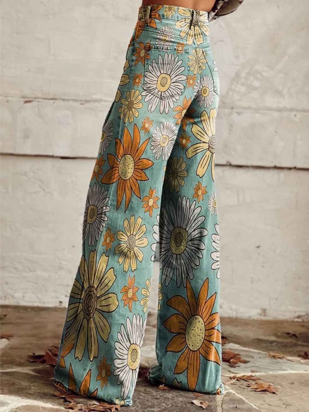 SCARLETT - VINTAGE FLORAL PRINT WIDE LEG PANTS