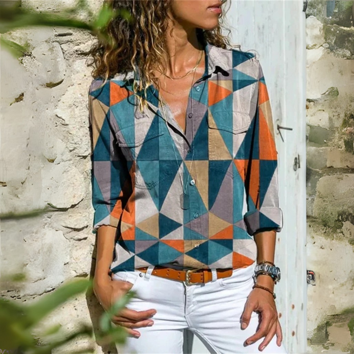 EMBER – GEOMETRIC MUSE BUTTON-UP BLOUSE