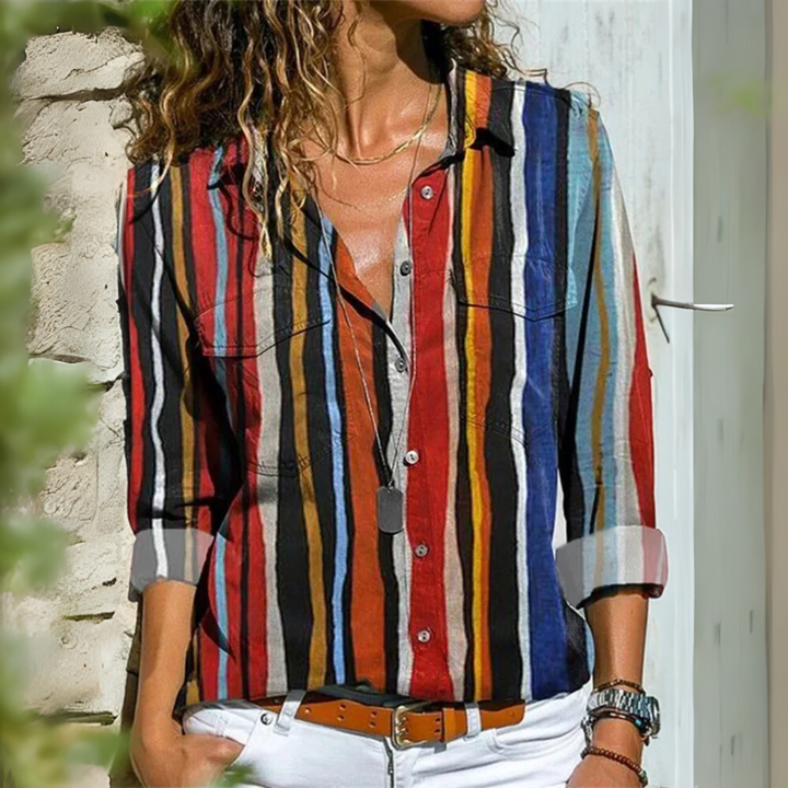EDNA – COLORWAVE BUTTON-UP BLOUSE