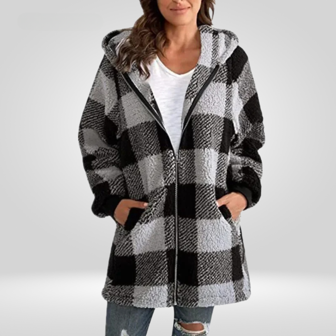 MILA - RELAXED PLAID HOODED JACKET
