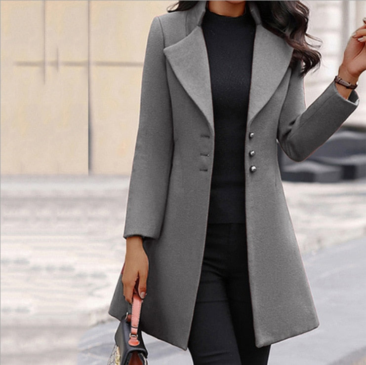 ALINA - SLIM-FIT STAND COLLAR LONG COAT
