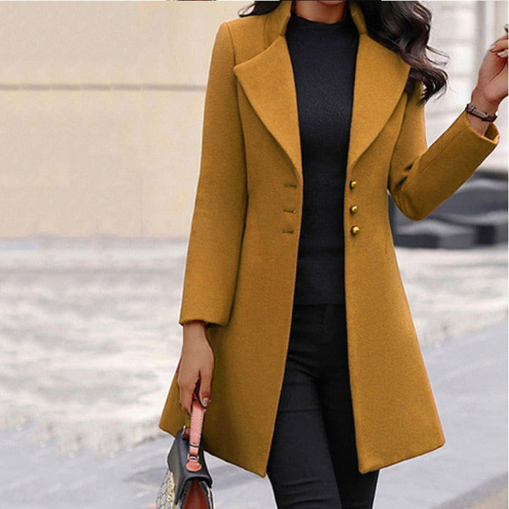 ALINA - SLIM-FIT STAND COLLAR LONG COAT