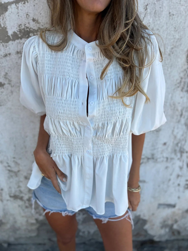 DIANE – PLEATED BUTTON-UP BLOUSE