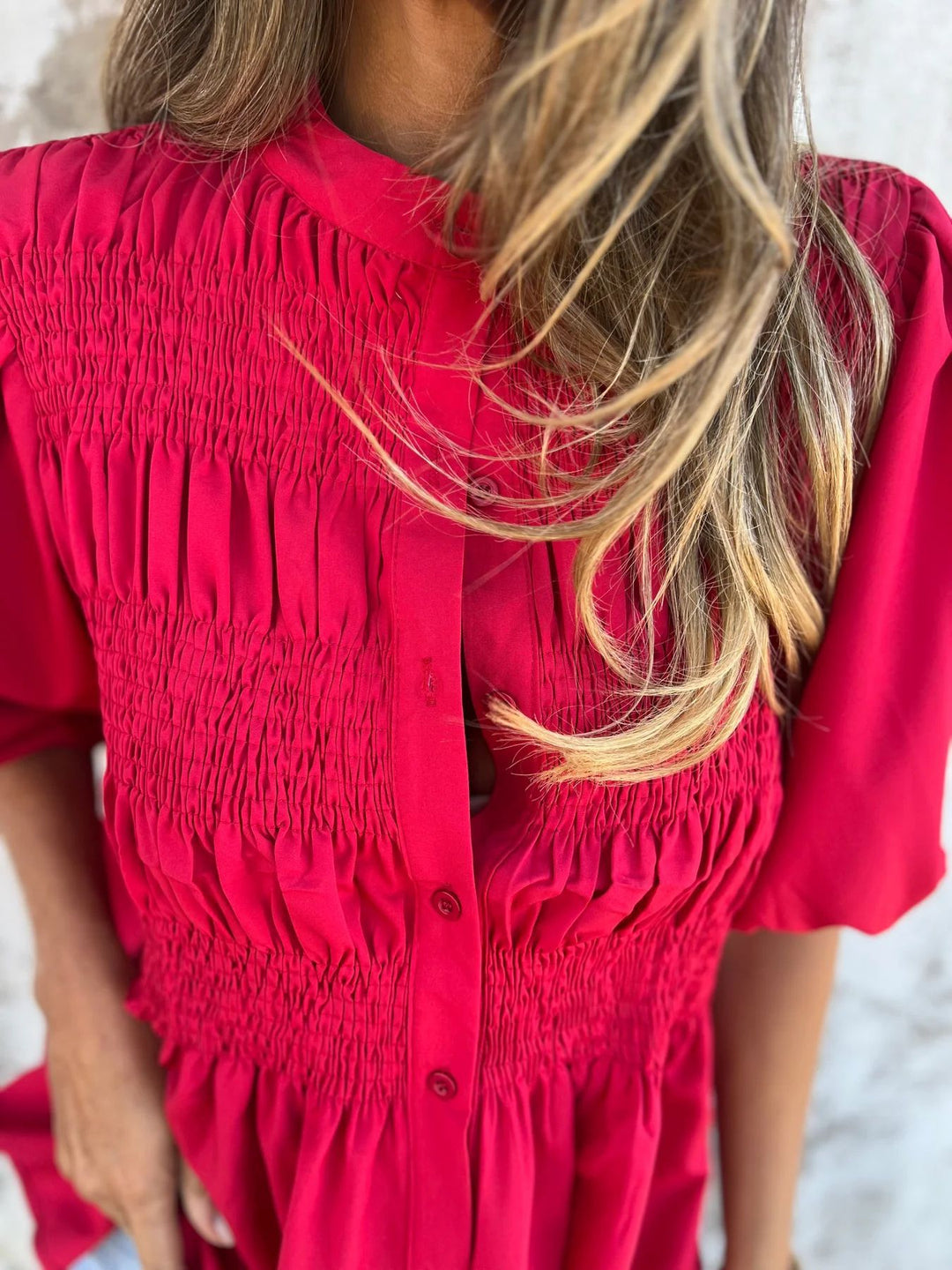 DIANE – PLEATED BUTTON-UP BLOUSE