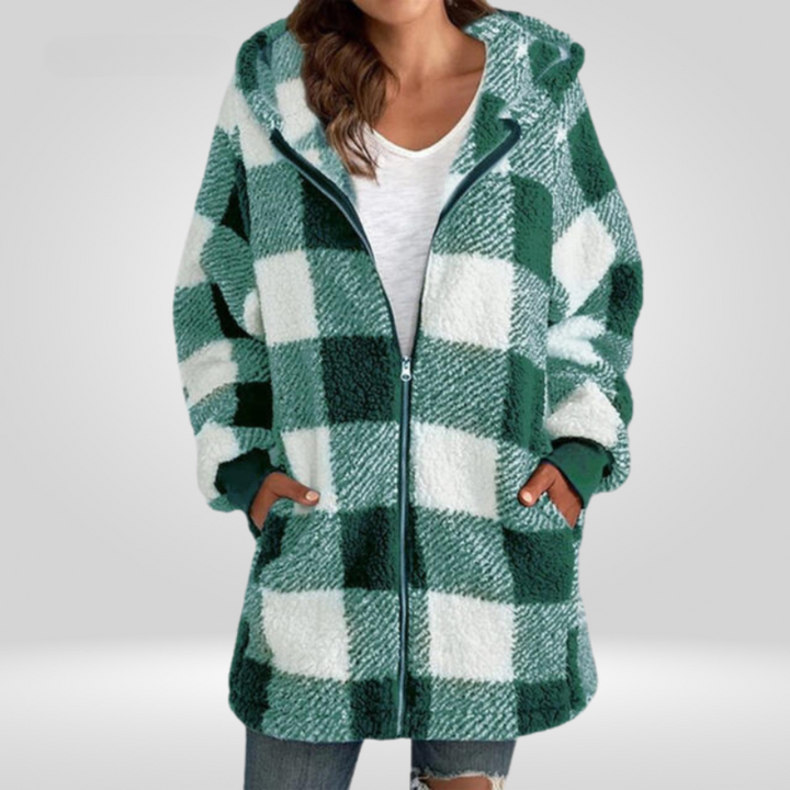MILA - RELAXED PLAID HOODED JACKET