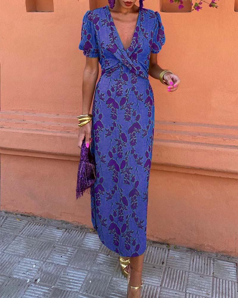 MICHELLE – GRACEFUL LEAF PRINT MAXI DRESS