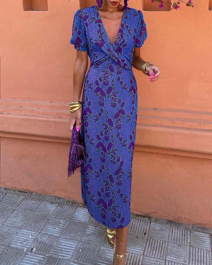 MICHELLE – GRACEFUL LEAF PRINT MAXI DRESS