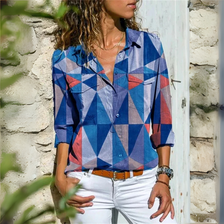EMBER – GEOMETRIC MUSE BUTTON-UP BLOUSE