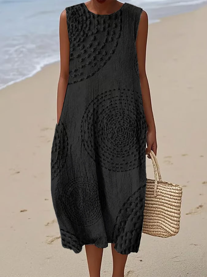 ELAYNA – TEXTURED SLEEVELESS MAXI DRESS