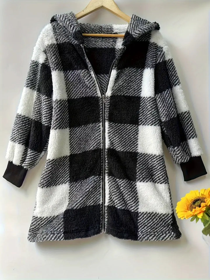 MILA - RELAXED PLAID HOODED JACKET