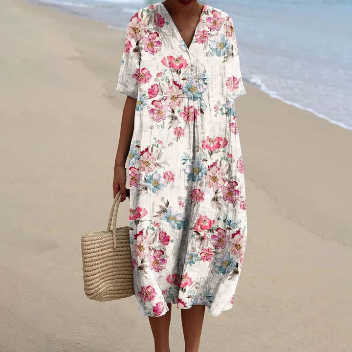 MADELYN – VINTAGE LINEN BLOOM DRESS