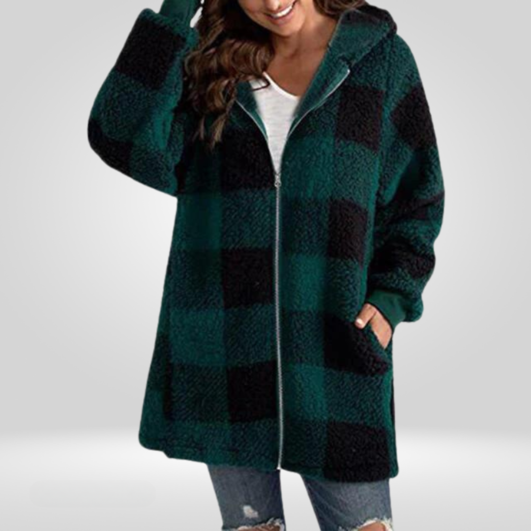 MILA - RELAXED PLAID HOODED JACKET