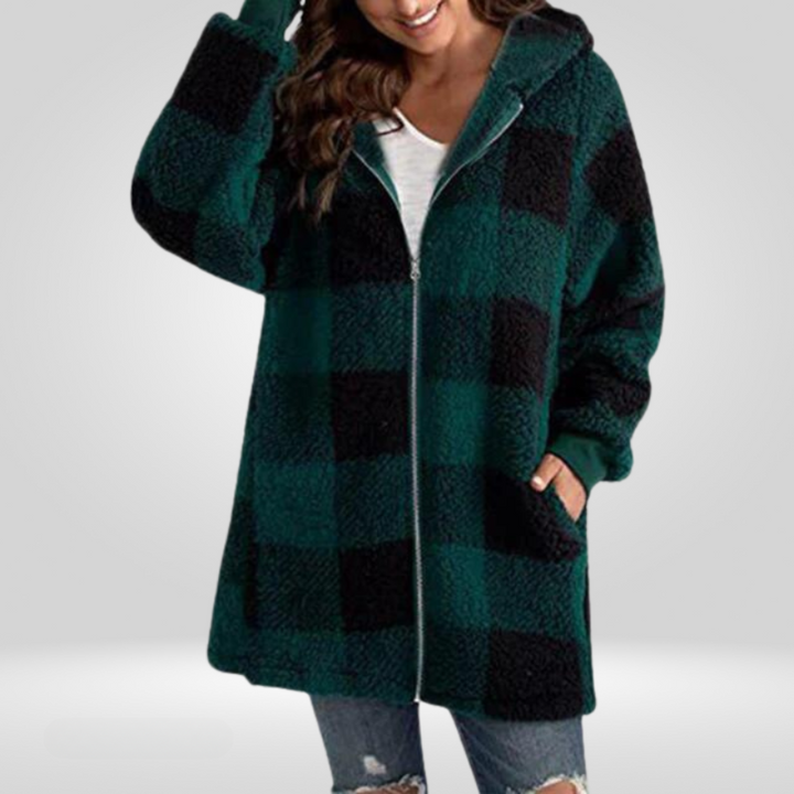 MILA - RELAXED PLAID HOODED JACKET
