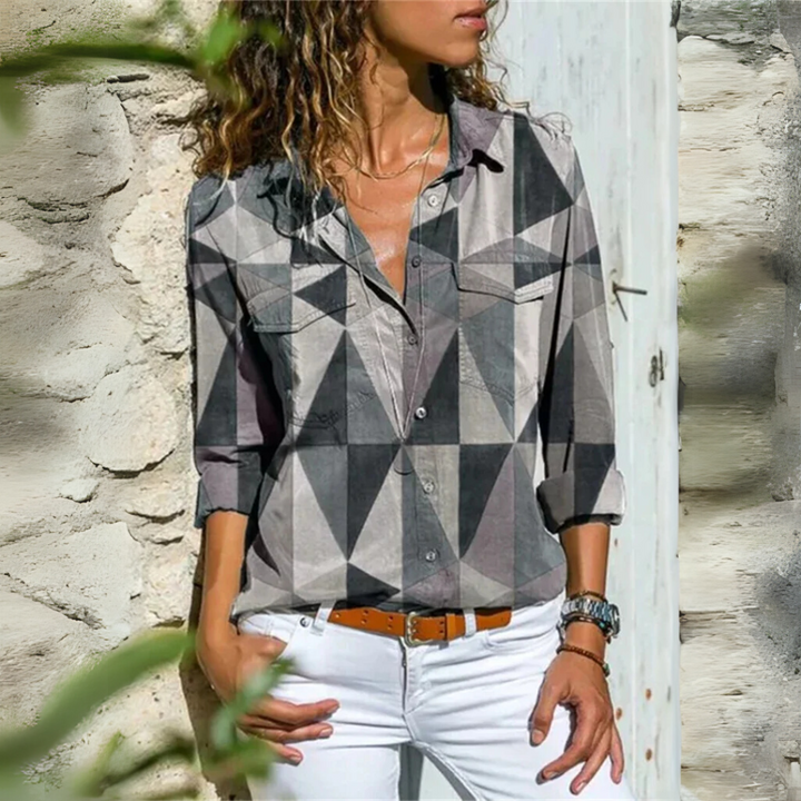 EMBER – GEOMETRIC MUSE BUTTON-UP BLOUSE