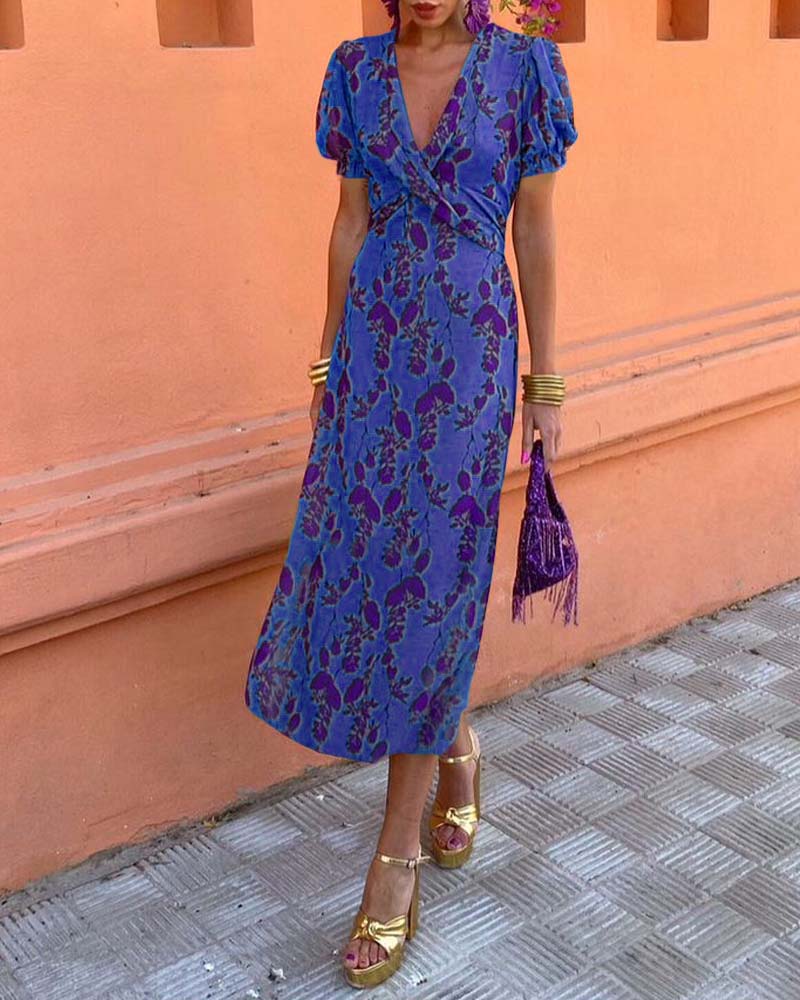 MICHELLE – GRACEFUL LEAF PRINT MAXI DRESS