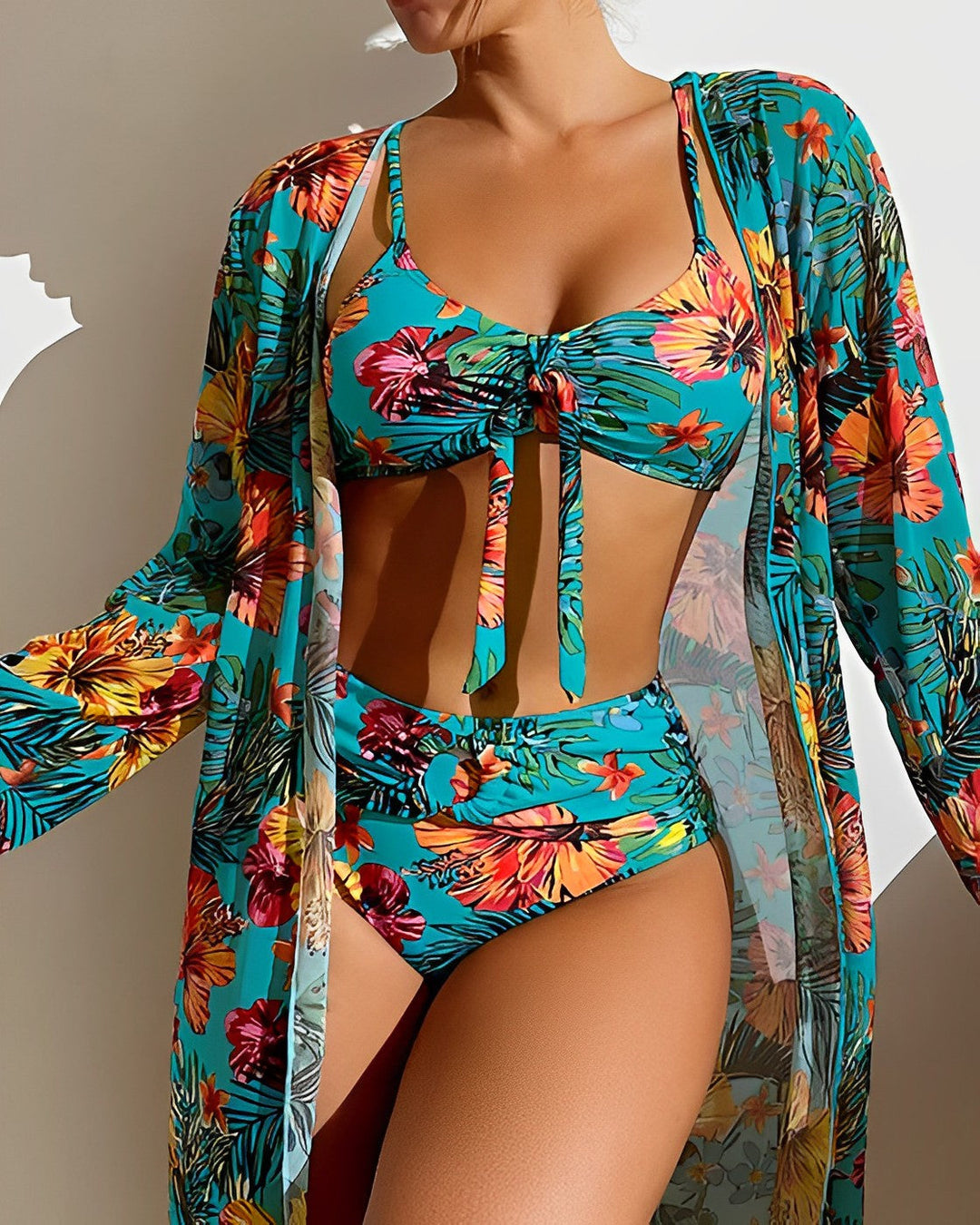 KAIA - TROPICAL CHIC BIKINI SET WITH COVER-UP