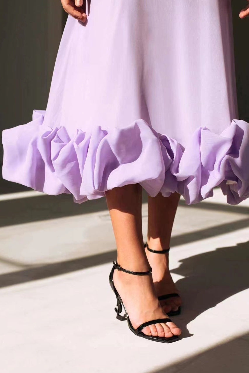 SAMANTHA - ELEGANT RUFFLE SWING DRESS