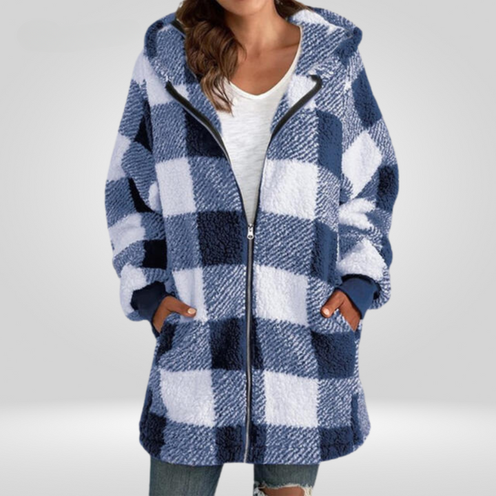 MILA - RELAXED PLAID HOODED JACKET