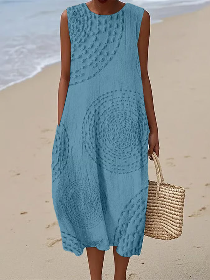 ELAYNA – TEXTURED SLEEVELESS MAXI DRESS