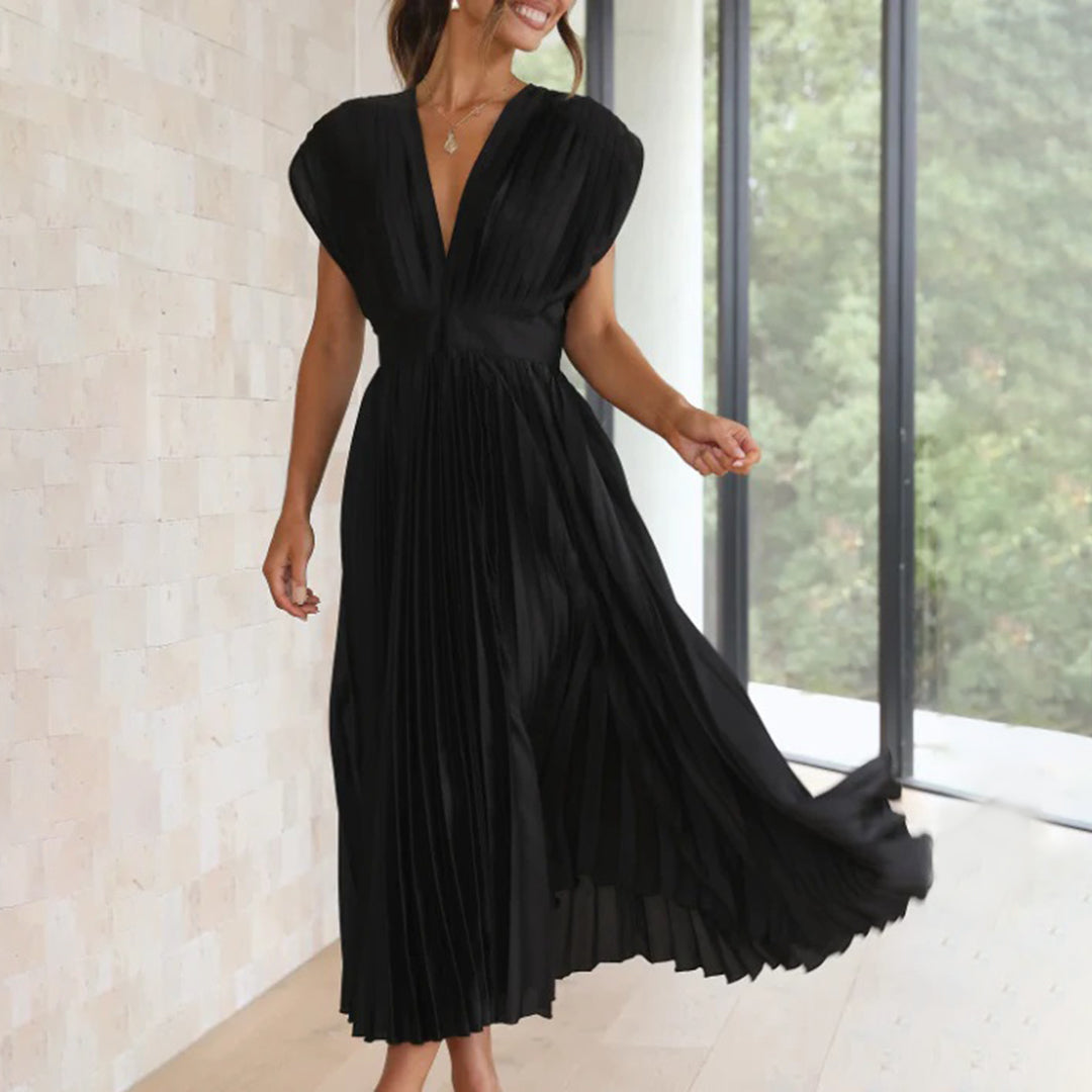 KAITLYN - ELEGANT PLEATED MIDI DRESS