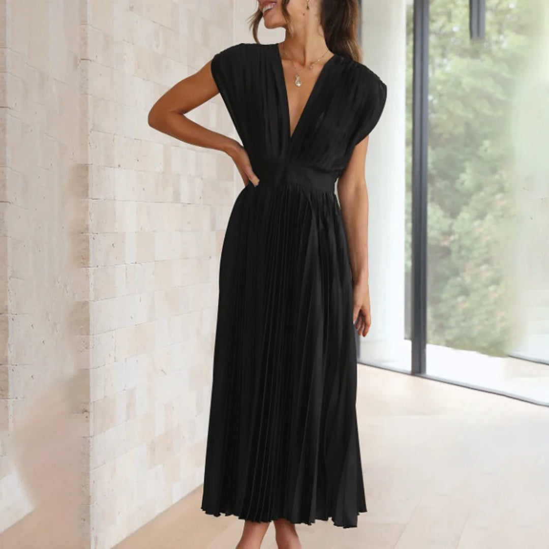 KAITLYN - ELEGANT PLEATED MIDI DRESS