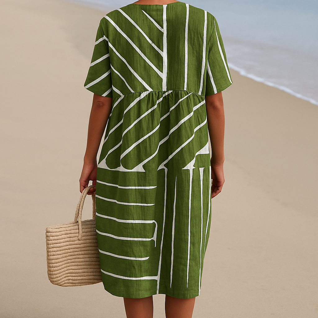 MAREVA – GREEN GEOMETRIC DRESS