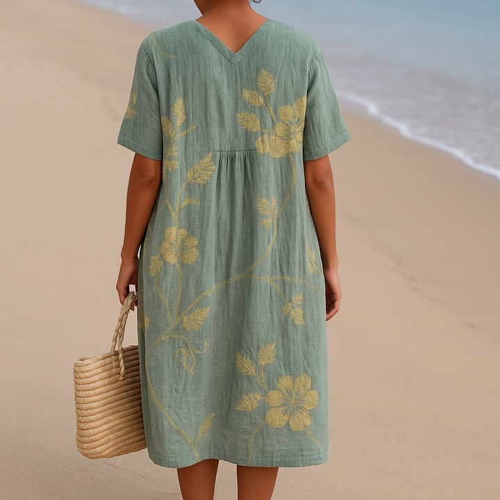EVELORA – CALM COAST EMBROIDERED DRESS