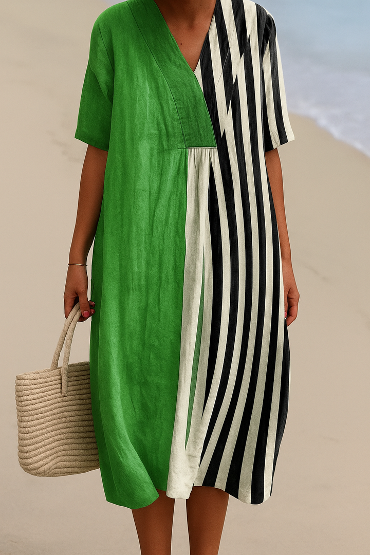 VERALYN – VIVID GREEN STRIPED DRESS