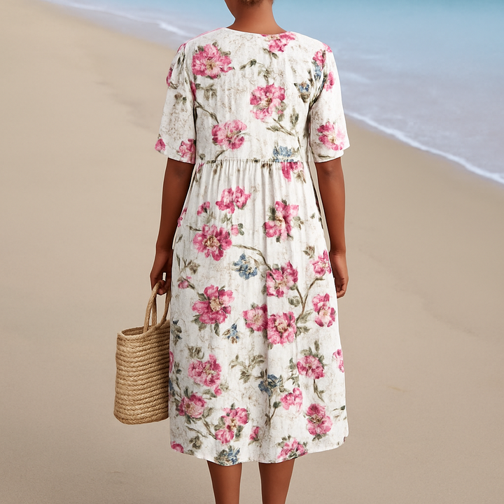 MADELYN – VINTAGE LINEN BLOOM DRESS