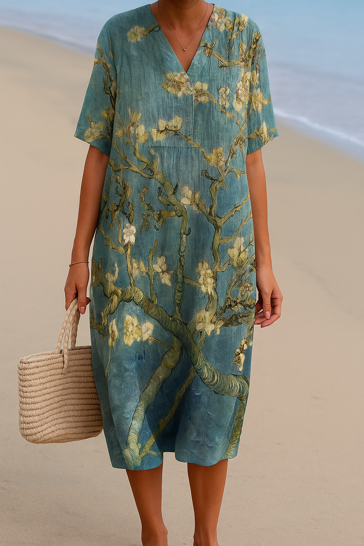 MARLENA – BLUE-GREEN FLORAL DRESS